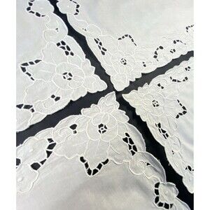 Bundle Set of 4 Madeira Battenburg Crisp White Fine Linen Embroidered Placemats